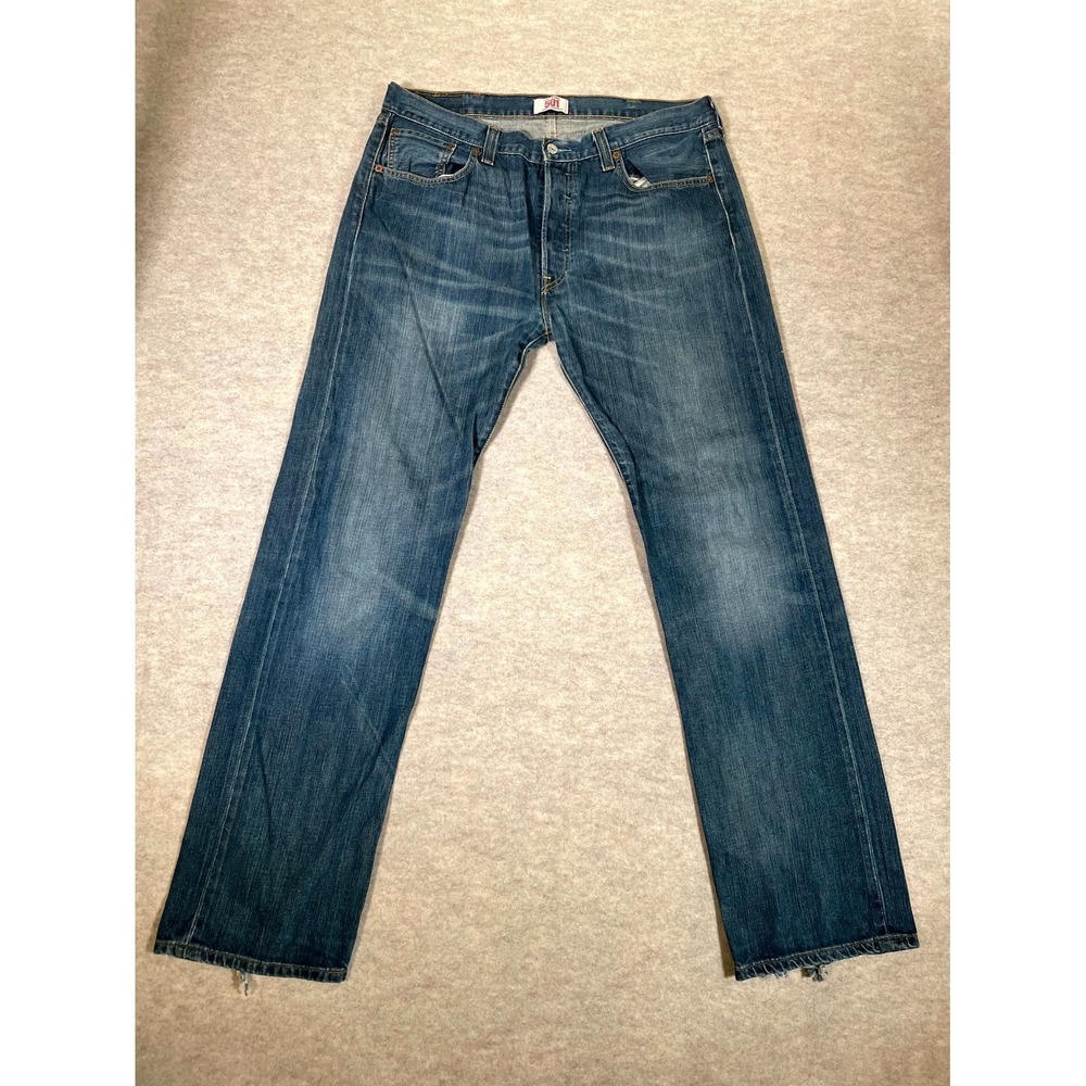 Levis 501 Original Fit Jeans Mens 38x34 Blue Denim Cotton Mid Rise Button Fly